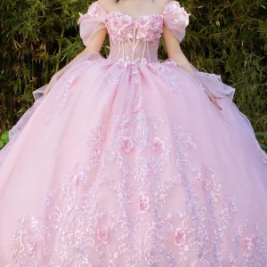 Super Long Off Shoulder Quinceanera Dress by Cinderella Couture USA AS8330J