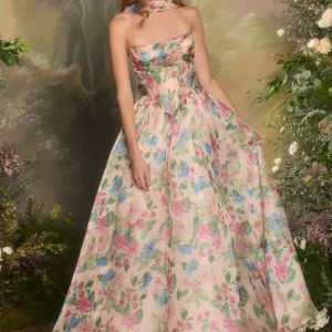 Strapless Draped Neckline Gown by Andrea and Leo A1425 - Special Occasion